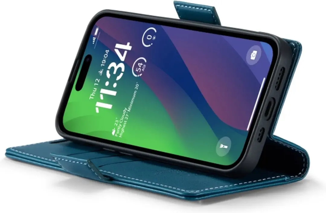 Caseme Wallet Case iPhone 15 Plus - Blauw - RFID Bescherming - afbeelding 6 van 6