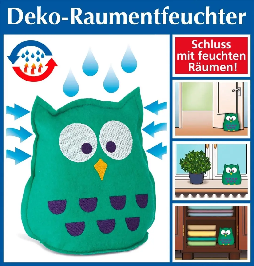 Wenko Luchtontvochtiger Uil 800096 - 15x18x9cm - Turquoise