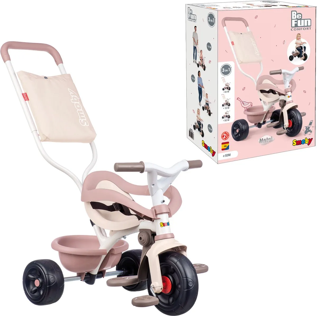 Smoby Be Fun Comfort Pink Driewieler - Roze - afbeelding 6 van 6
