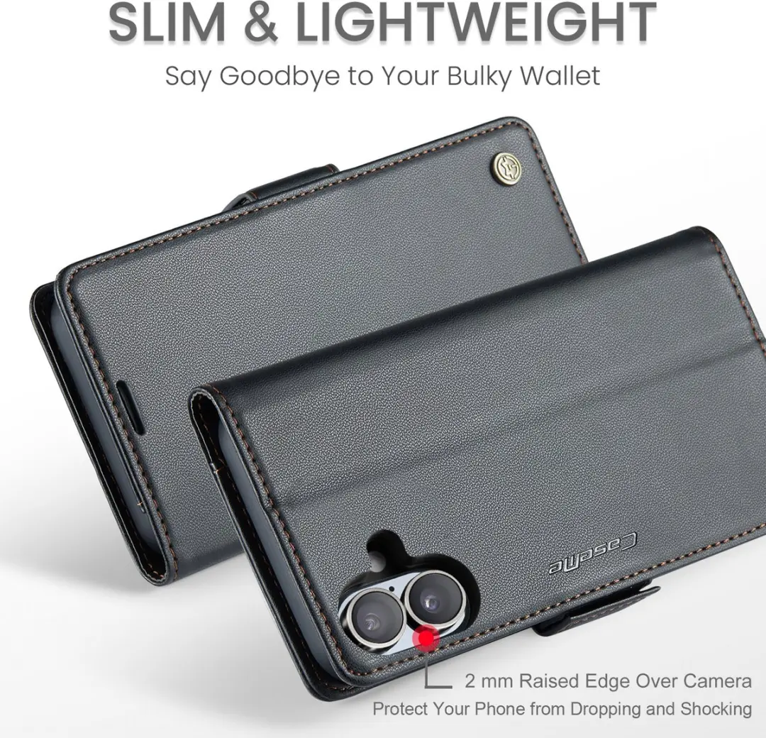 CaseMe Wallet Case iPhone 16 - RFID Zwart - afbeelding 6 van 6
