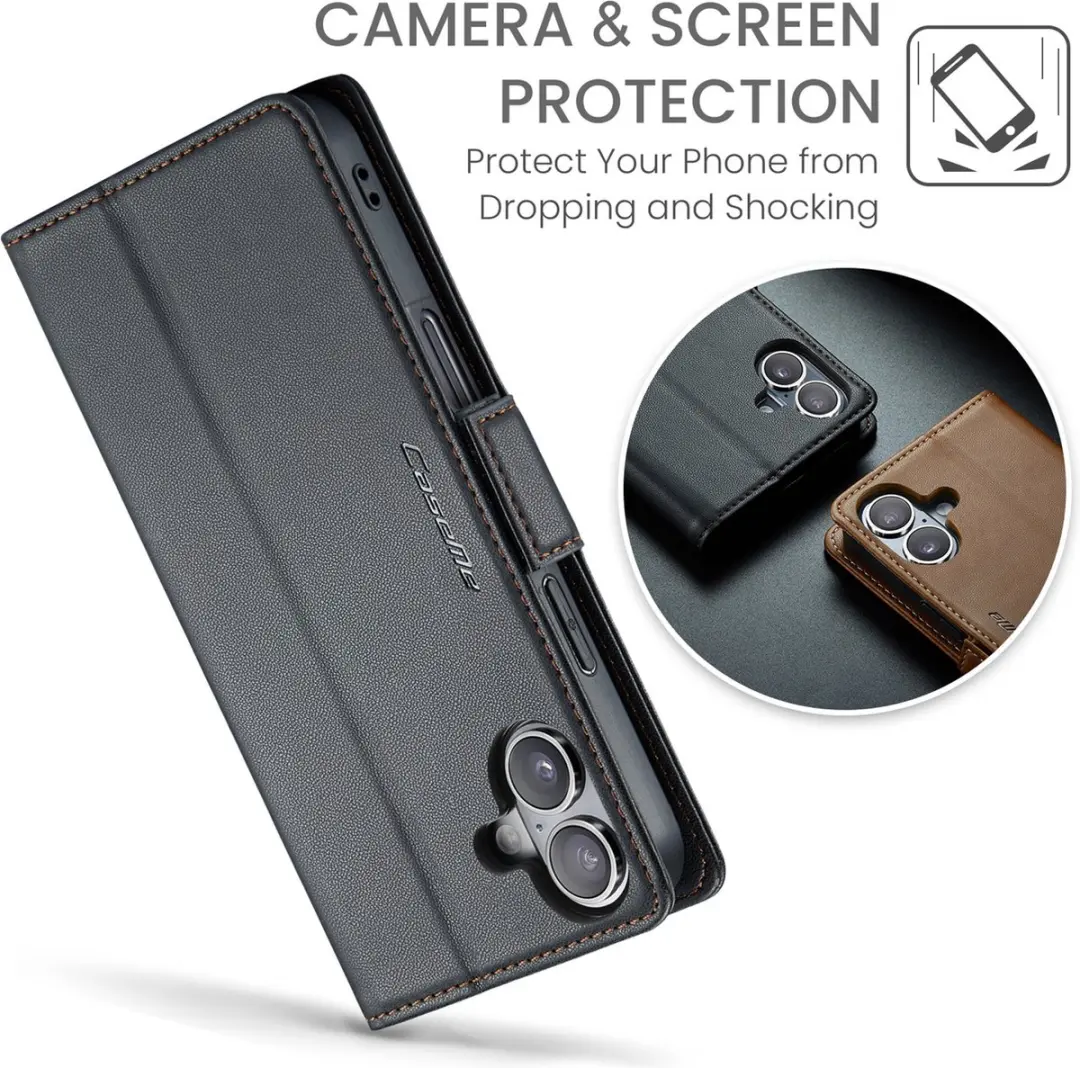 CaseMe Wallet Case iPhone 16 - RFID Zwart