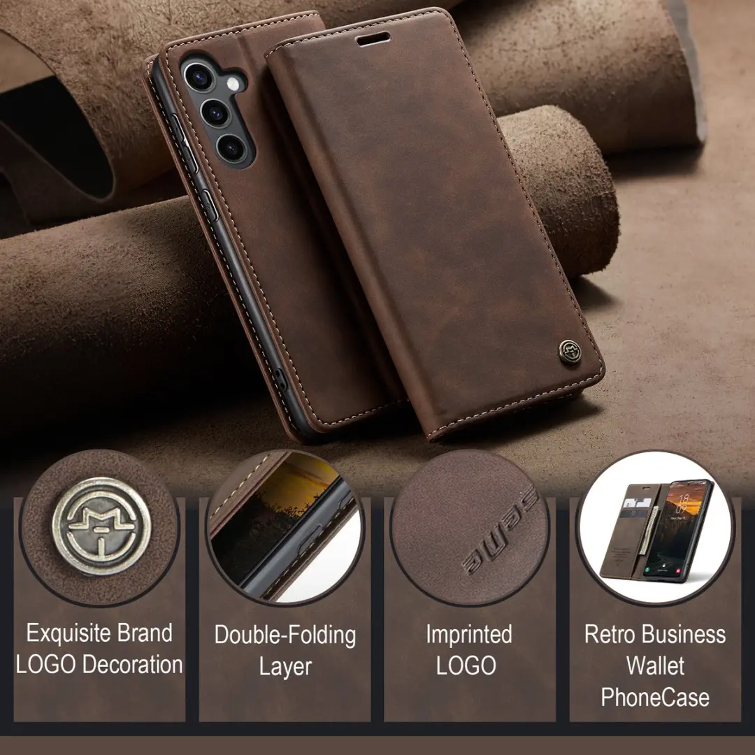 Caseme 013 Book Case Hoesje Samsung Galaxy S24 FE - Donkerbruin