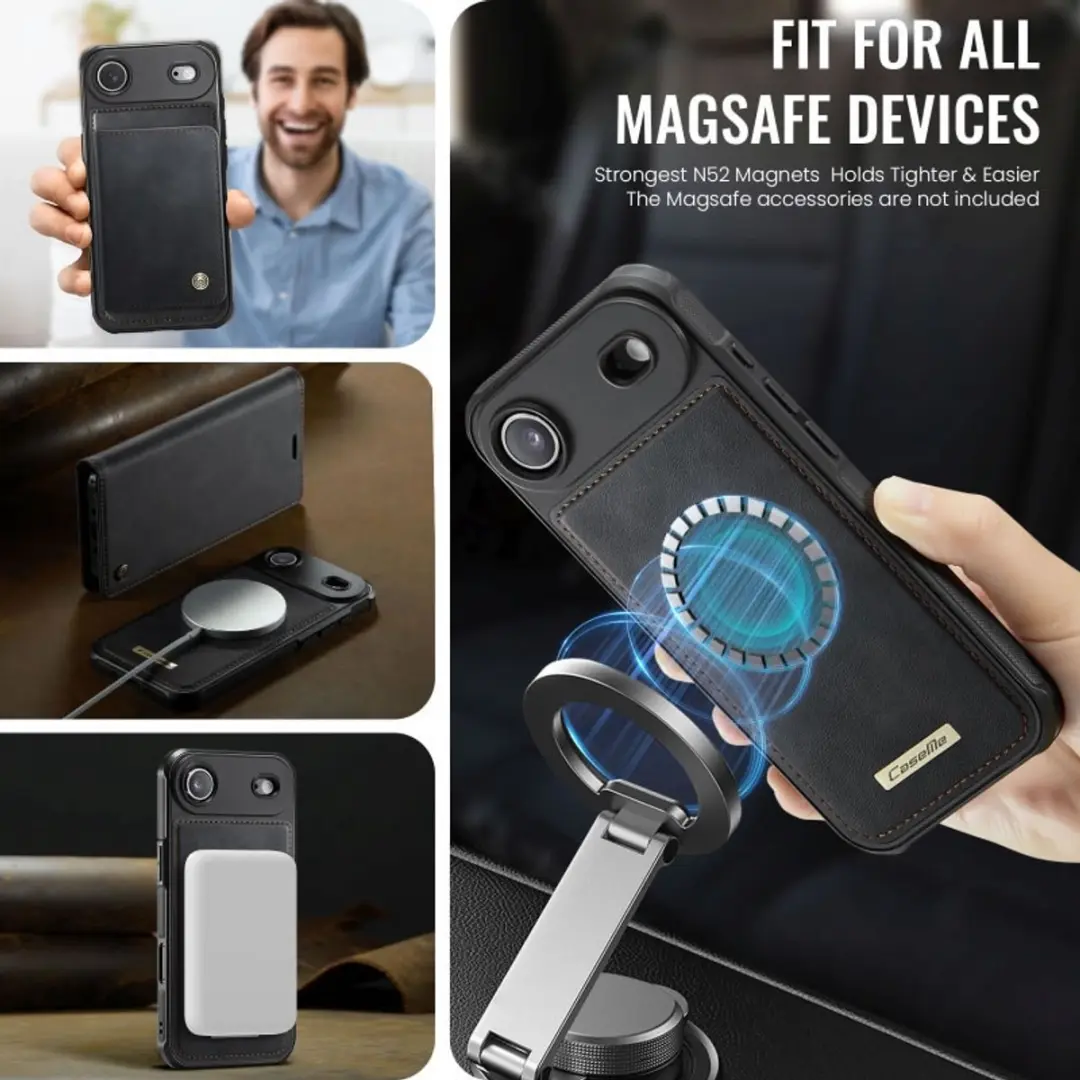 Caseme iPhone Air Portemonneehoes + Backcover - MagSafe - 3 Pasjes - Zwart