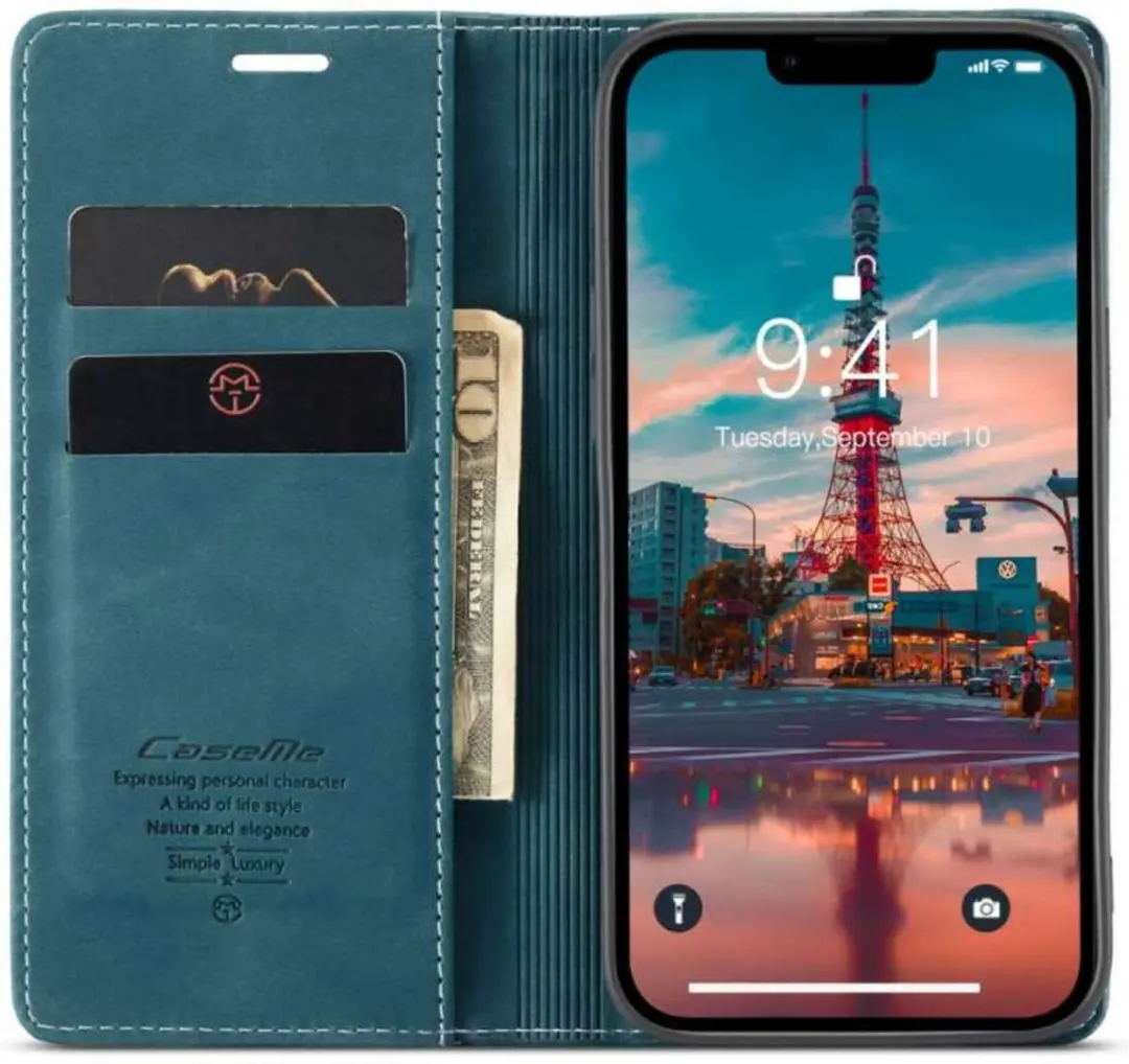 Caseme Retro Wallet Case CSM-37183 - iPhone 14 Plus - Blauw