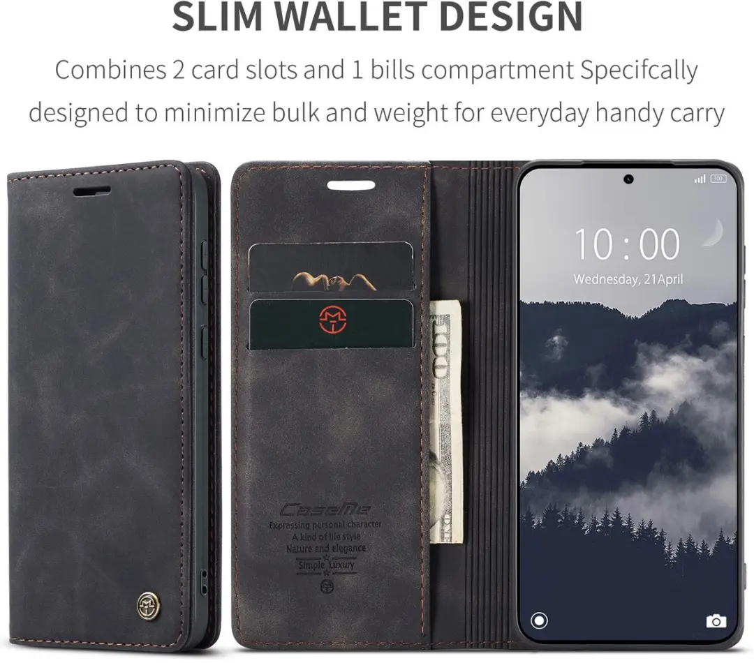 Caseme 013 Book Case Hoesje Xiaomi Redmi Note 15 Pro 5G - Zwart