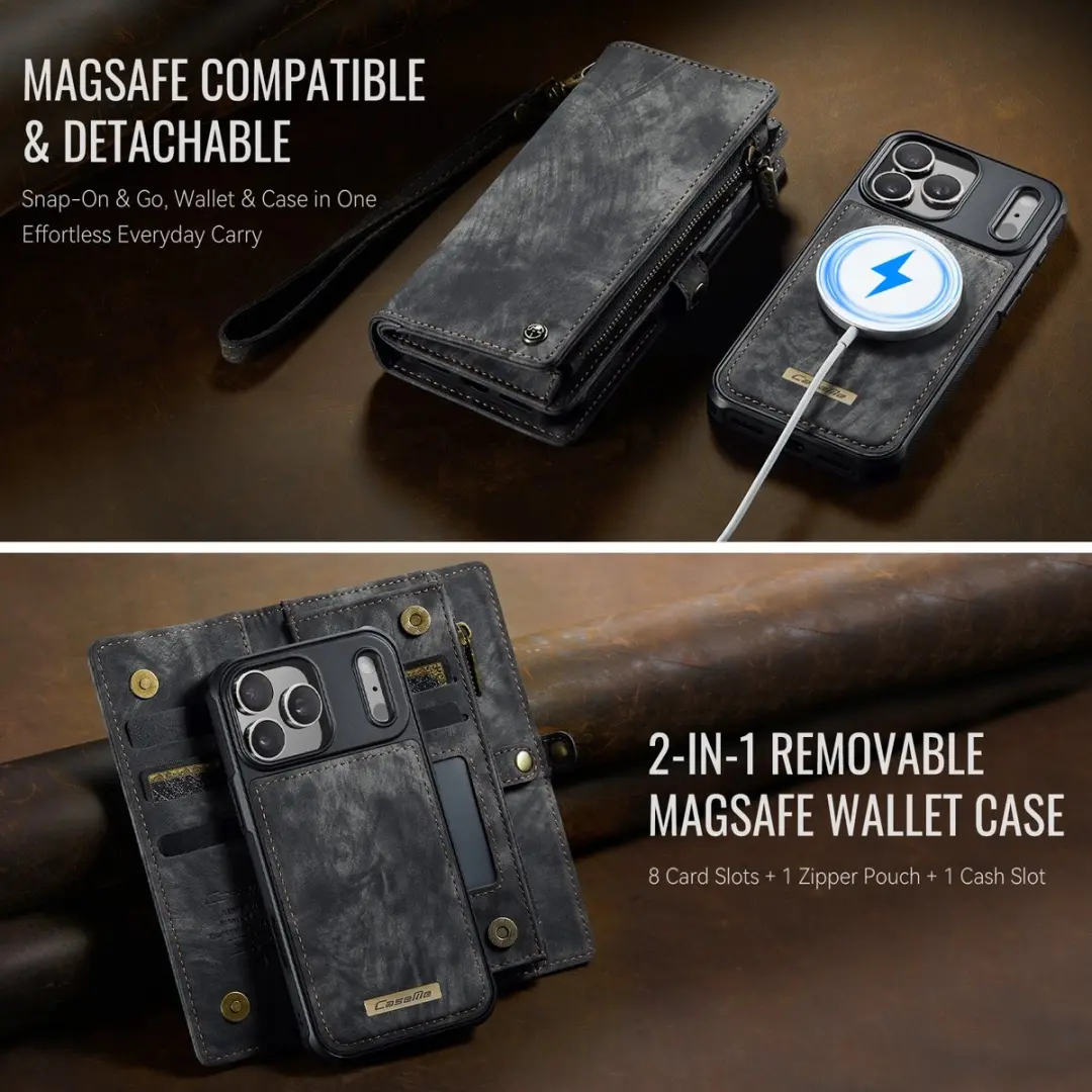 Caseme 008 Hoesje iPhone 17 Pro Max - Portemonnee 8 Pasjes - Zwart