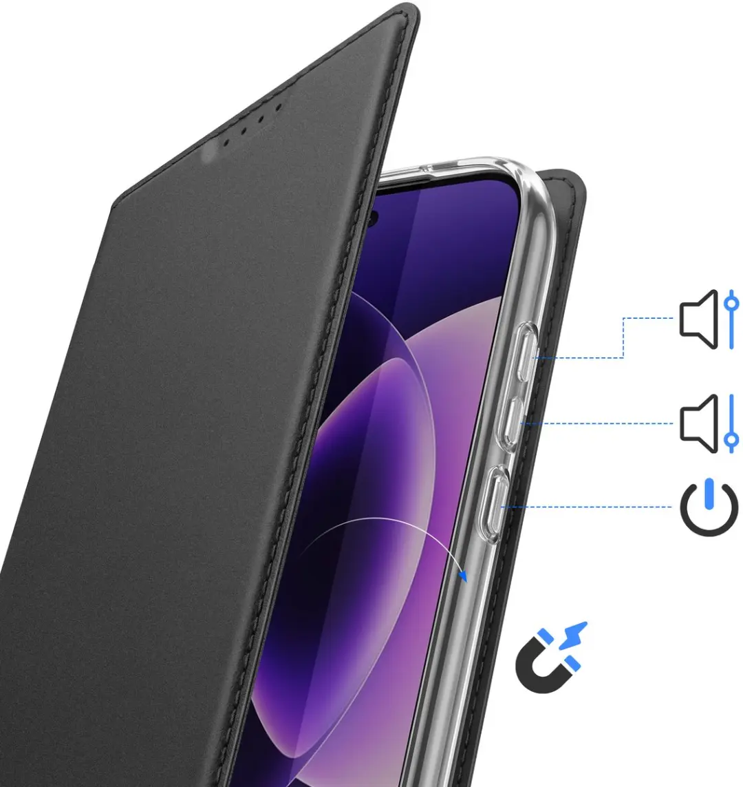 Dux Ducis Folio Pro Portemonnee Hoesje Xiaomi 17 - Zwart