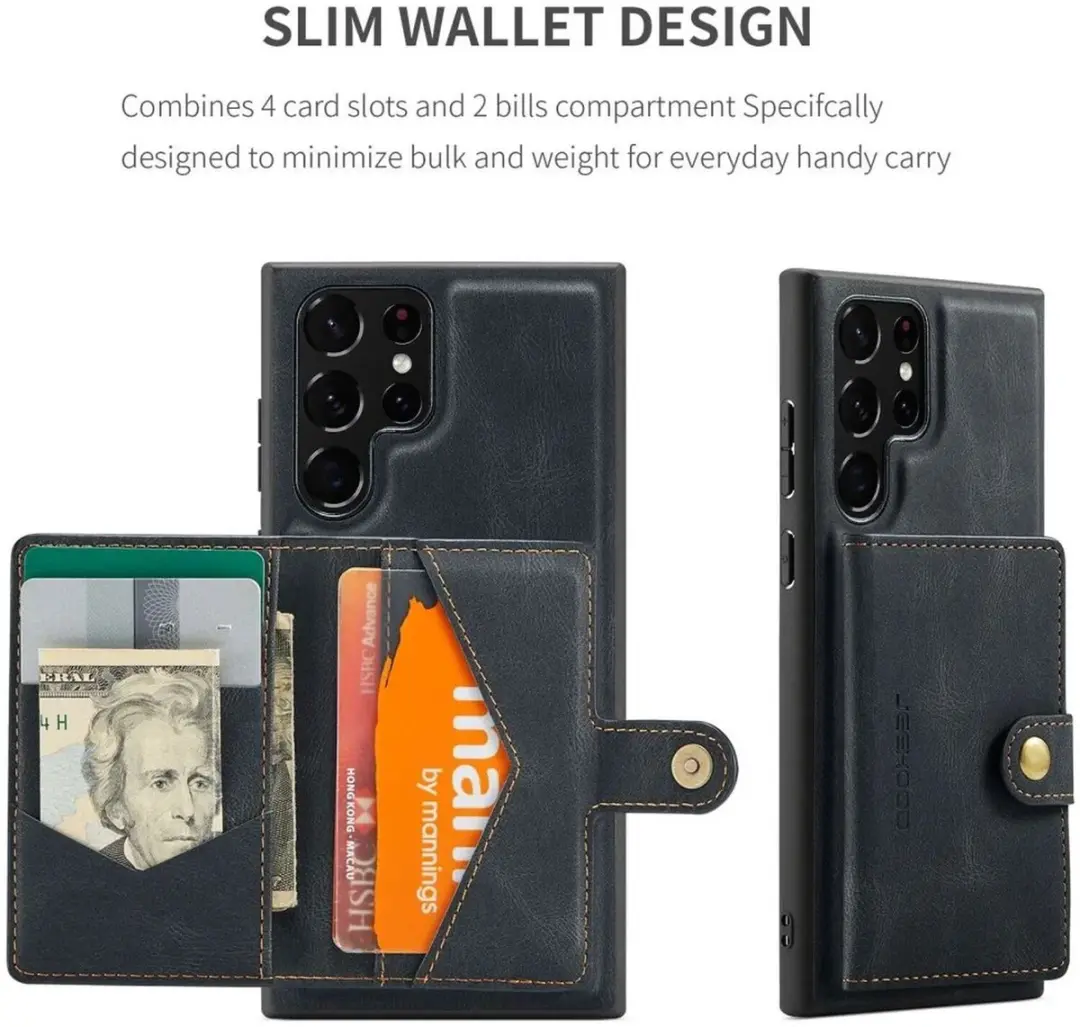 Caseme JH-01 Hoesje Samsung Galaxy S22 Ultra - 4 Pasjes Zwart
