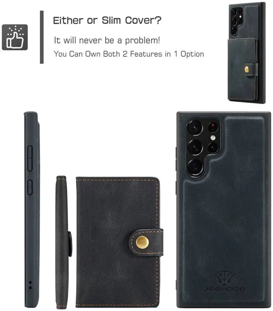 Caseme JH-01 Hoesje Samsung Galaxy S22 Ultra - 4 Pasjes Zwart