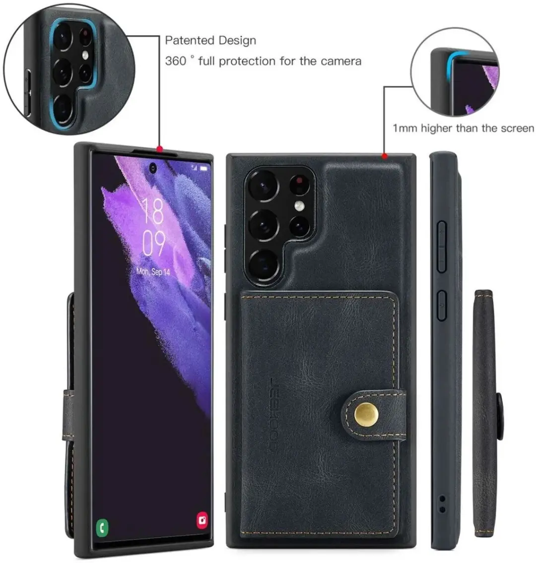 Caseme JH-01 Hoesje Samsung Galaxy S22 Ultra - 4 Pasjes Zwart - afbeelding 6 van 6