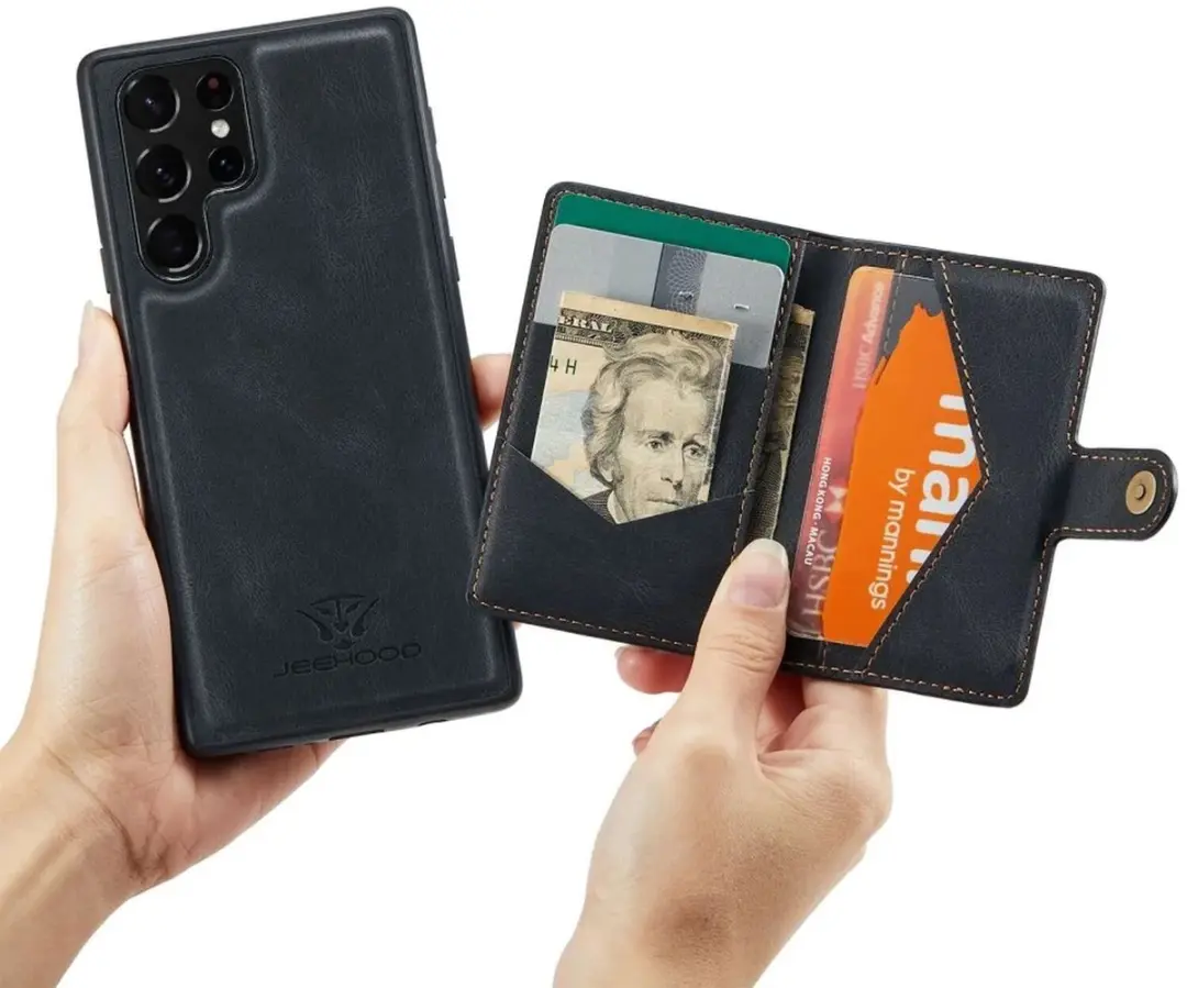 Caseme JH-01 Hoesje Samsung Galaxy S22 Ultra - 4 Pasjes Zwart