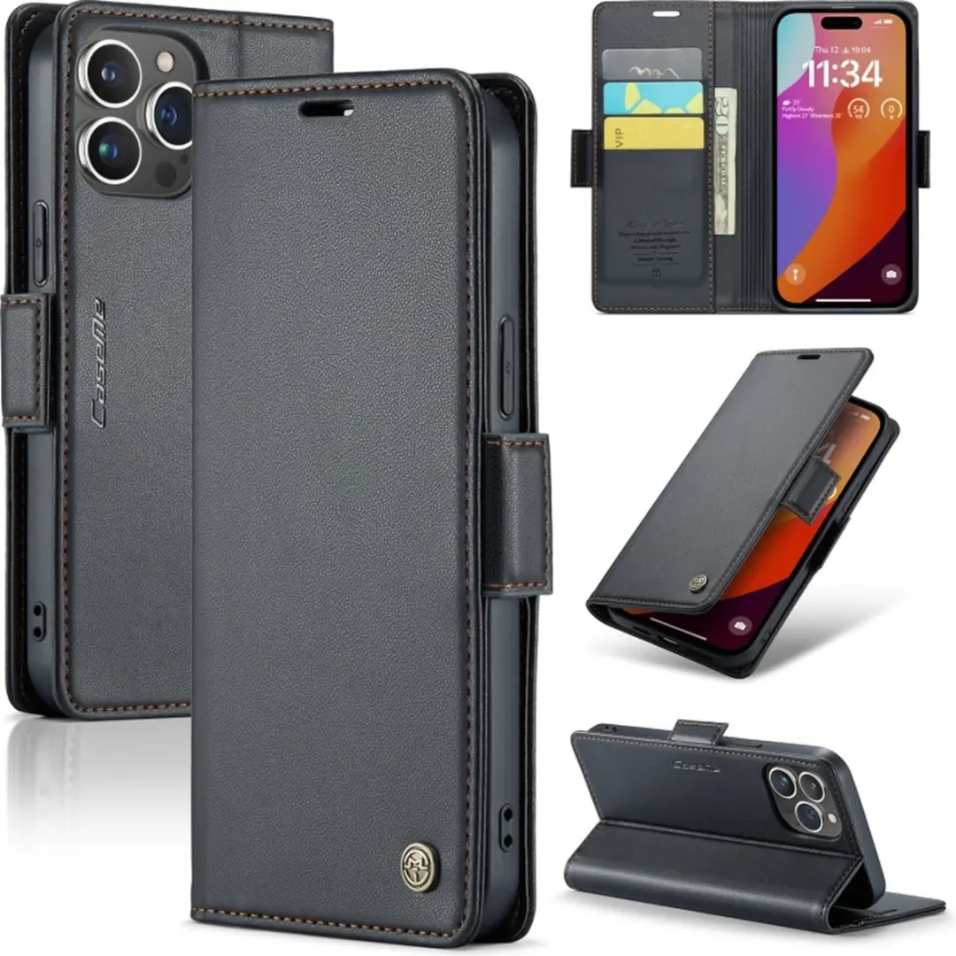 Caseme Wallet Case iPhone 15 Pro RFID - Zwart