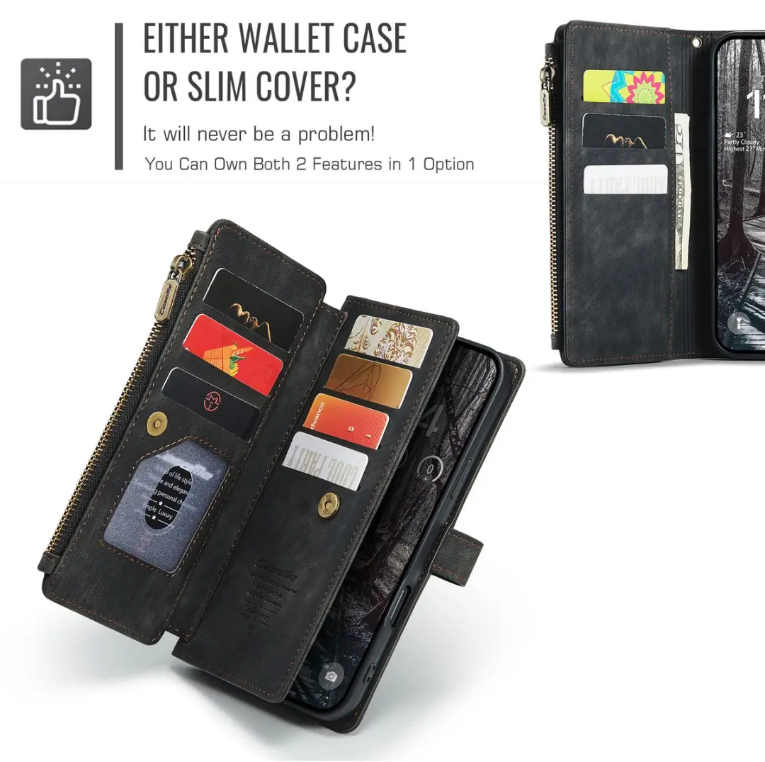 Caseme iPhone 17 Pro Max PU Hoesje Portemonnee - 10 Pasjes - Zwart