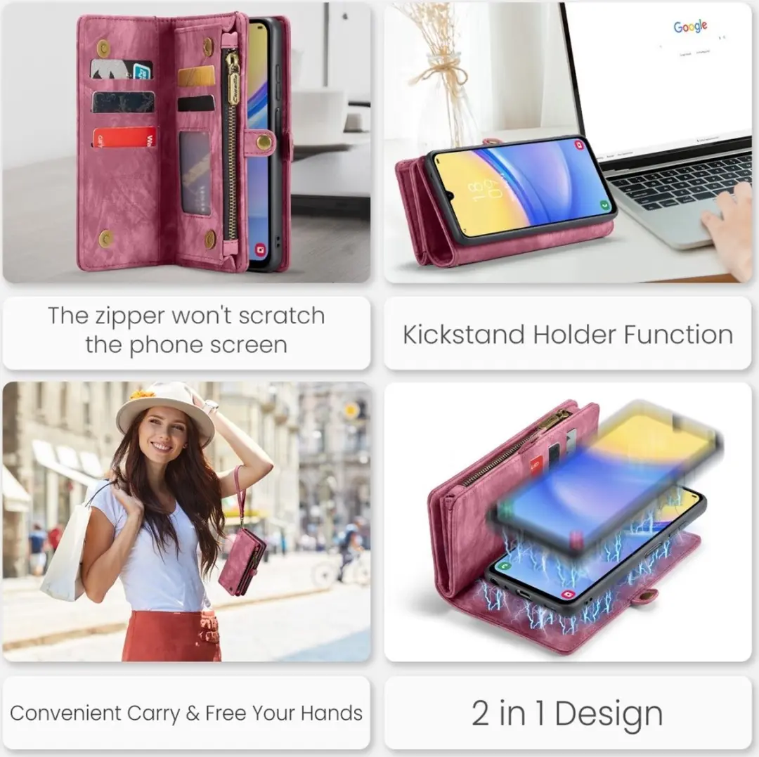Caseme 008 Hoesje Samsung Galaxy A16 - 2-in-1 Book Case & Portemonnee - 8 Pasjes - Pink - afbeelding 6 van 6
