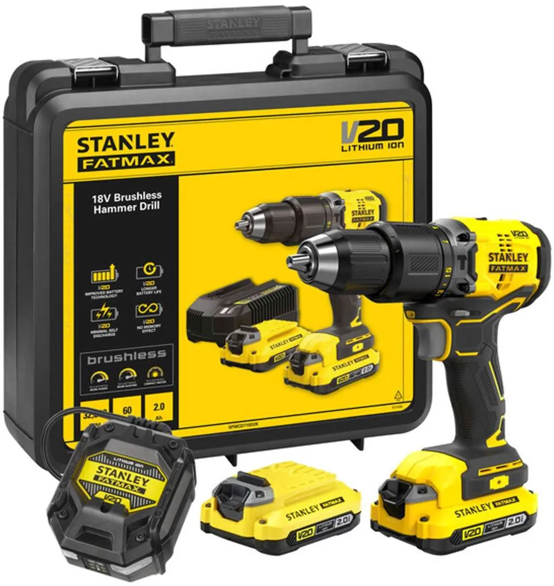 Stanley FatMax V20 SFMCD715D2K-QW Schroef-/klopboormachine - 2x 2.0Ah accu