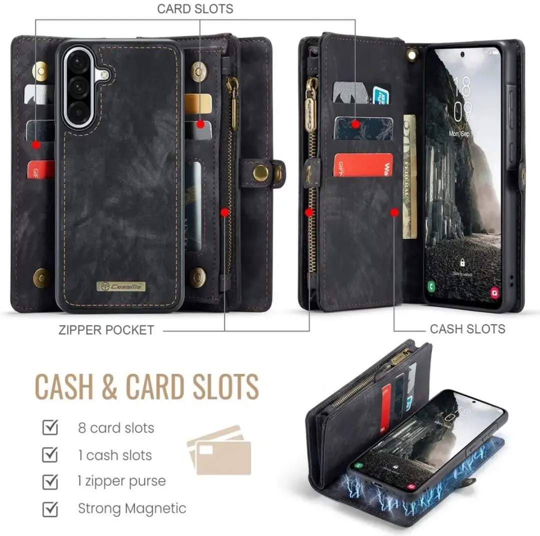 Caseme 008 Book Case Back Cover Samsung Galaxy A56 - Portemonnee - Zwart