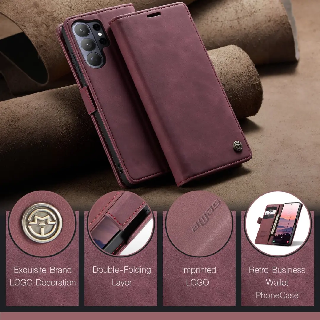 Caseme 013 Book Case Hoesje Samsung Galaxy S26 Ultra - Bordeaux