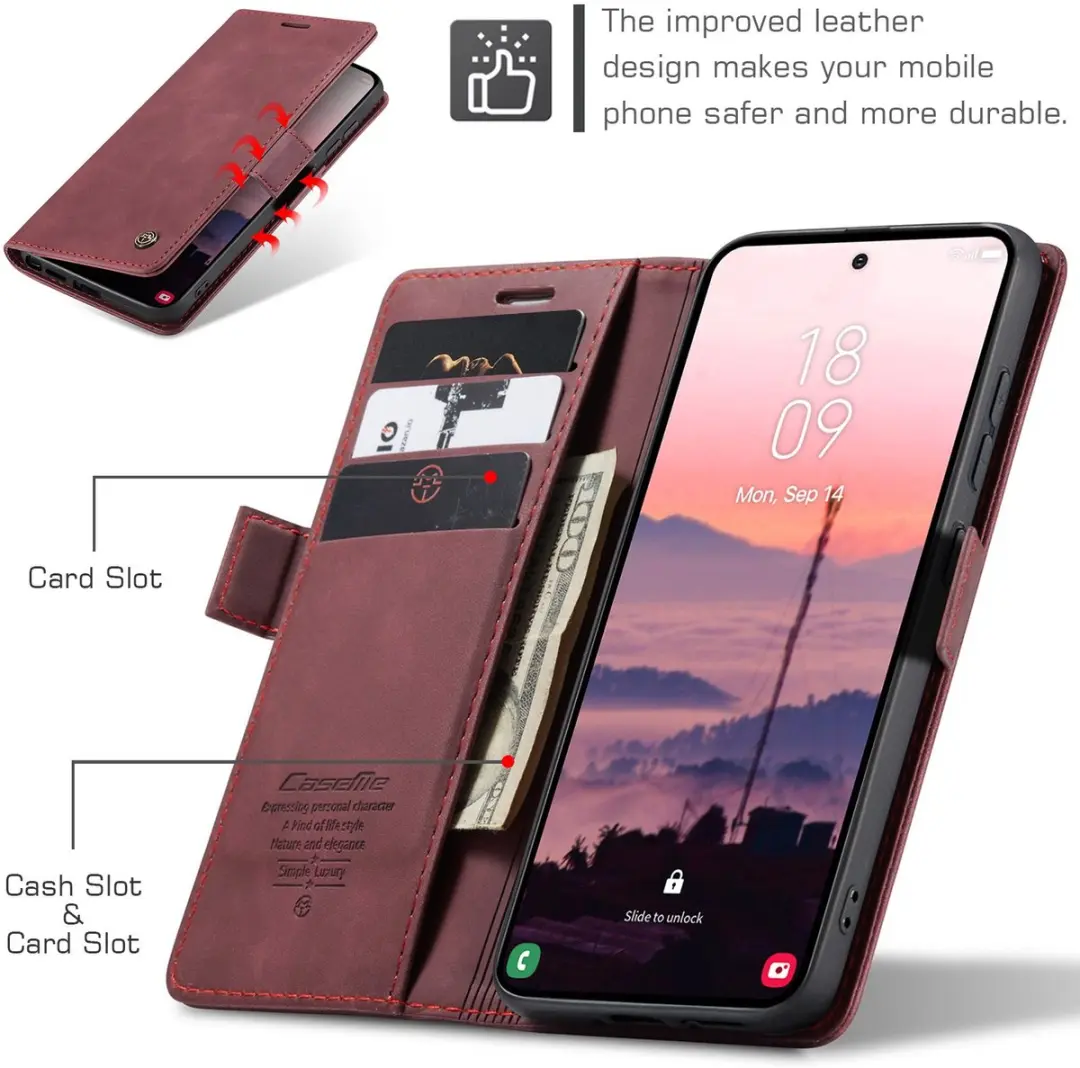 Caseme 013 Book Case Hoesje Samsung Galaxy S26 Ultra - Bordeaux