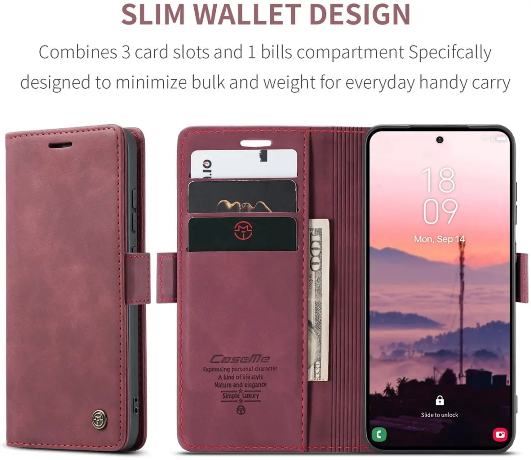 Caseme 013 Book Case Hoesje Samsung Galaxy S26 Ultra - Bordeaux