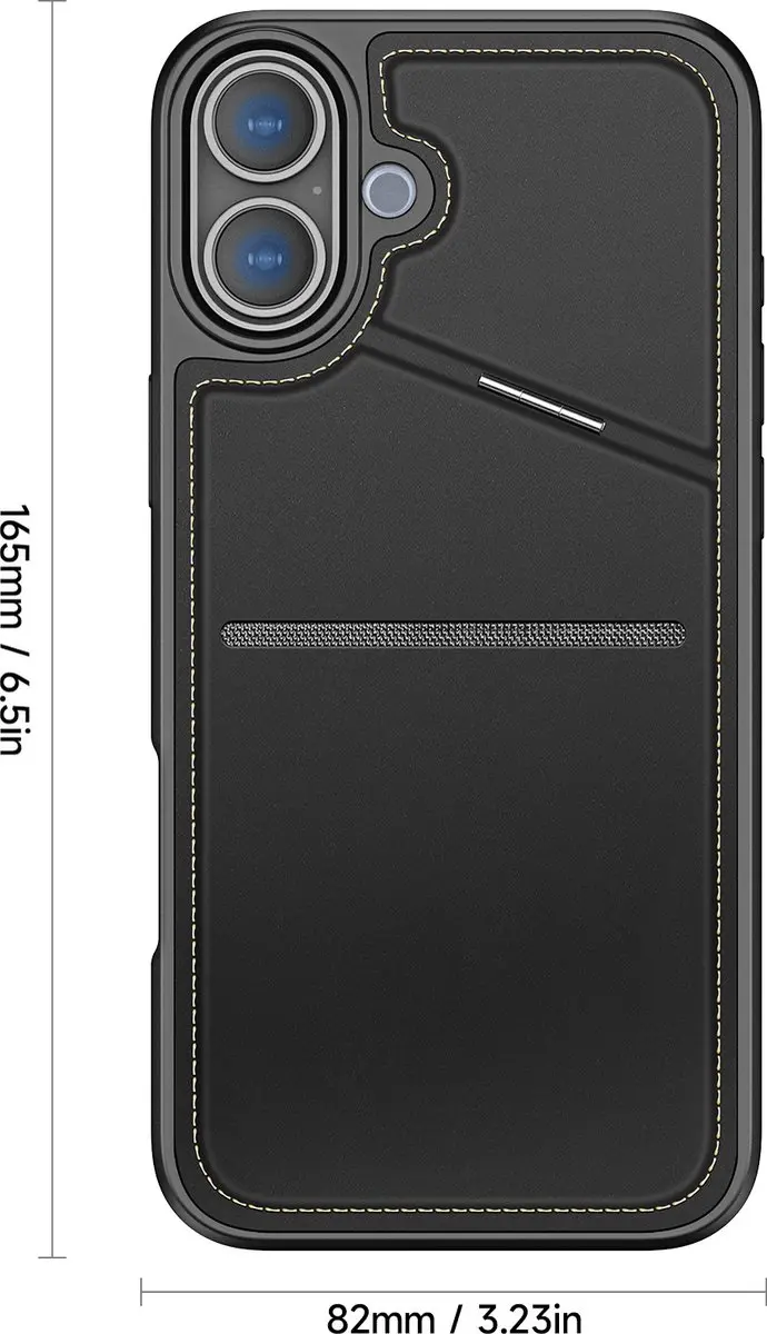 Dux Ducis Rafi Series Hoesje iPhone 16 Plus - Zwart - Back Cover met Stand