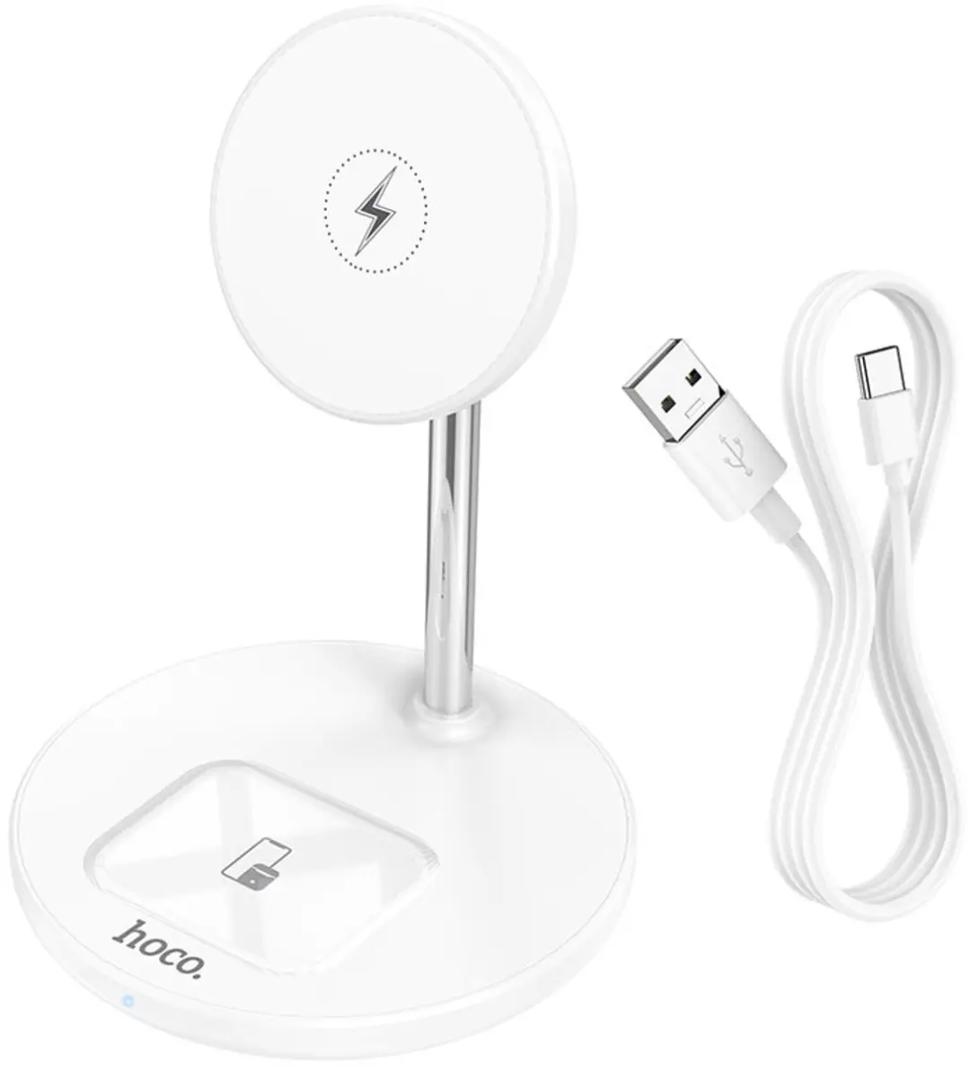 Hoco Telefoonhouder Bureau Draadloos MagSafe 15W - Zilver/Wit