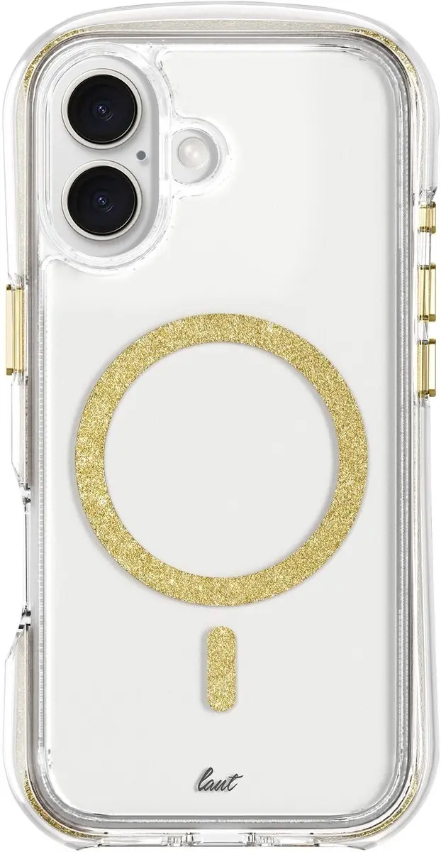Laut Aero Sparkle iPhone 16 Hoes - Crystal Clear - Goud - LIP24AASGD