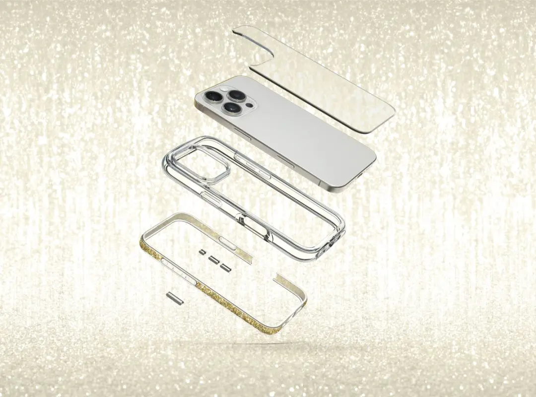 Laut Aero Sparkle iPhone 16 Hoes - Crystal Clear - Goud - LIP24AASGD