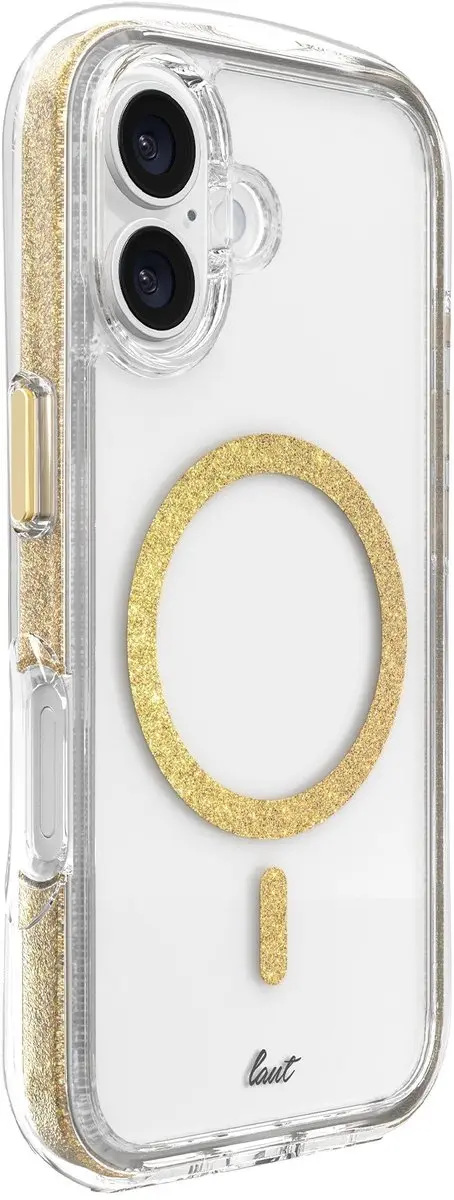 Laut Aero Sparkle iPhone 16 Hoes - Crystal Clear - Goud - LIP24AASGD