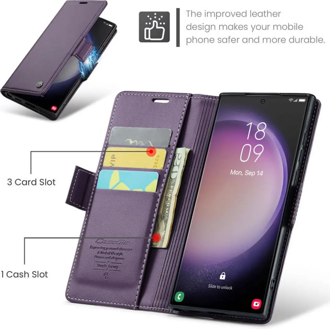 Caseme Wallet Case Samsung Galaxy S24 Ultra - Paars