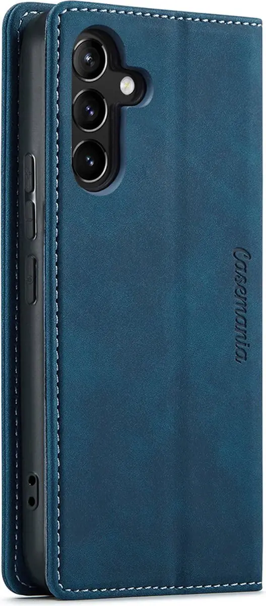 Caseme Samsung Galaxy A54 Hoesje - Effen Donkerblauw Kunstleer
