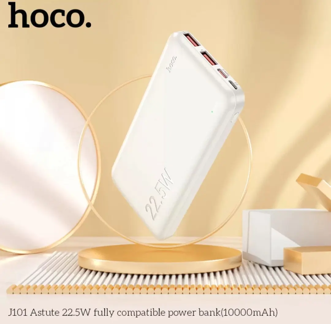 Hoco Powerbank J101 10.000mAh - 2x Opladen - 22.5W PD/Quick Charge - Zwart