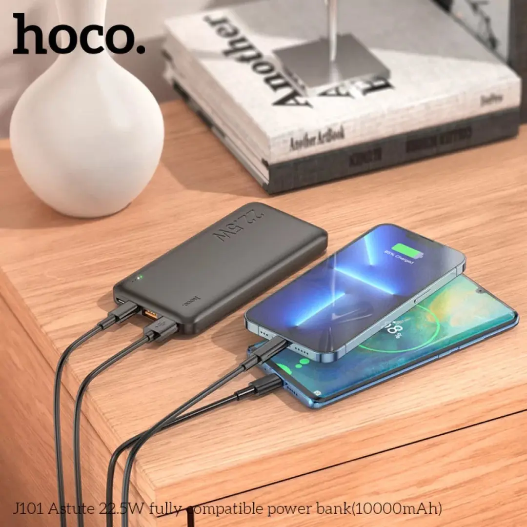 Hoco Powerbank J101 10.000mAh - 2x Opladen - 22.5W PD/Quick Charge - Zwart - afbeelding 6 van 6
