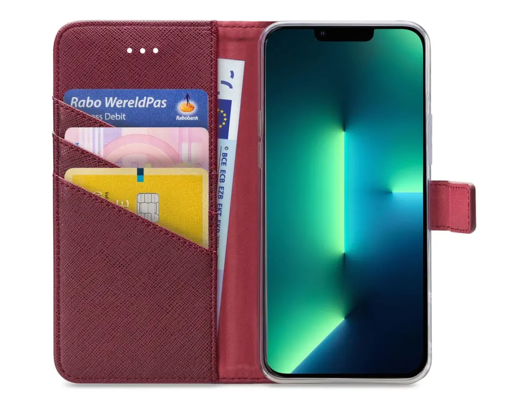 My Style MSFWLT1304 Telefoonhoesje iPhone 13 Pro Max - 3 Pasjes Bordeaux