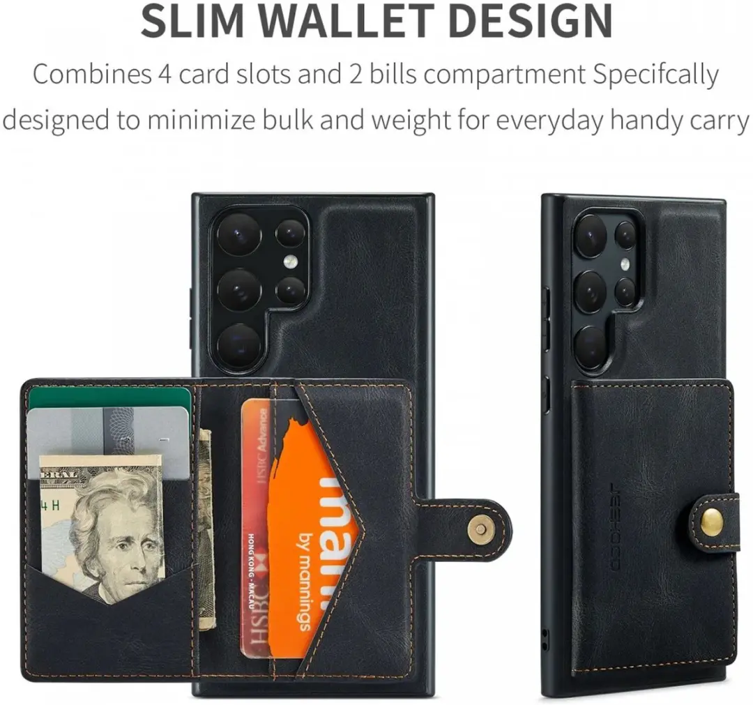Caseme JH-01 Hoesje Samsung Galaxy S23 Ultra - 4 Pasjes Zwart