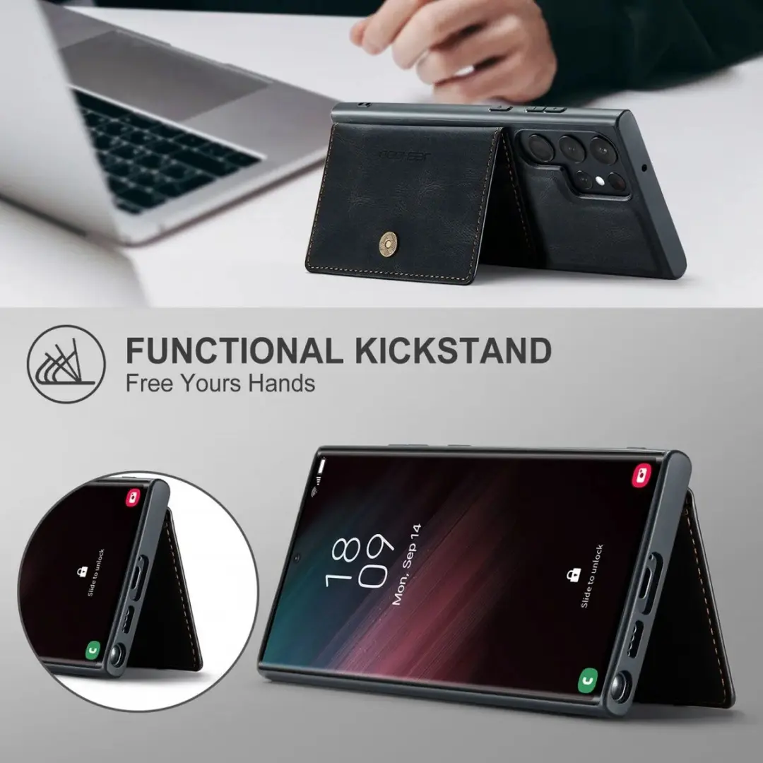 Caseme JH-01 Hoesje Samsung Galaxy S23 Ultra - 4 Pasjes Zwart
