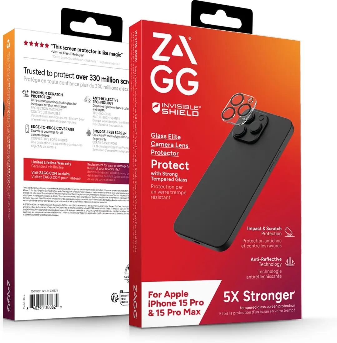 ZAGG InvisibleShield Glass Elite Camera Lens Protector - iPhone 15 Pro/Pro Max