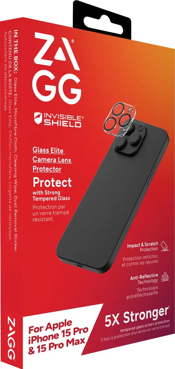 ZAGG InvisibleShield Glass Elite Camera Lens Protector - iPhone 15 Pro/Pro Max