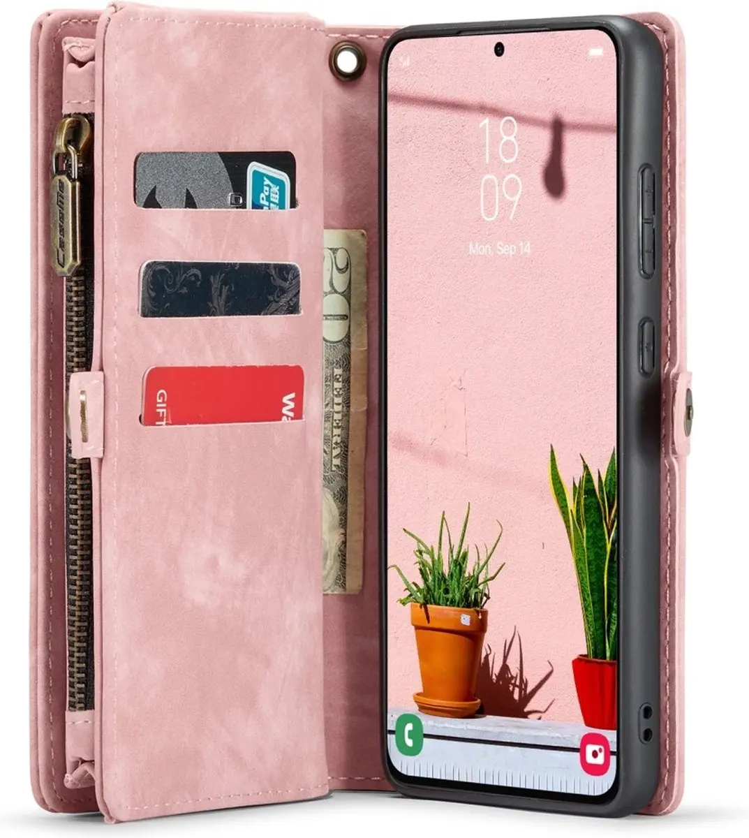 Caseme Samsung Galaxy S24+ Hoes - Vintage 2-in-1 Portemonnee Lichtroze