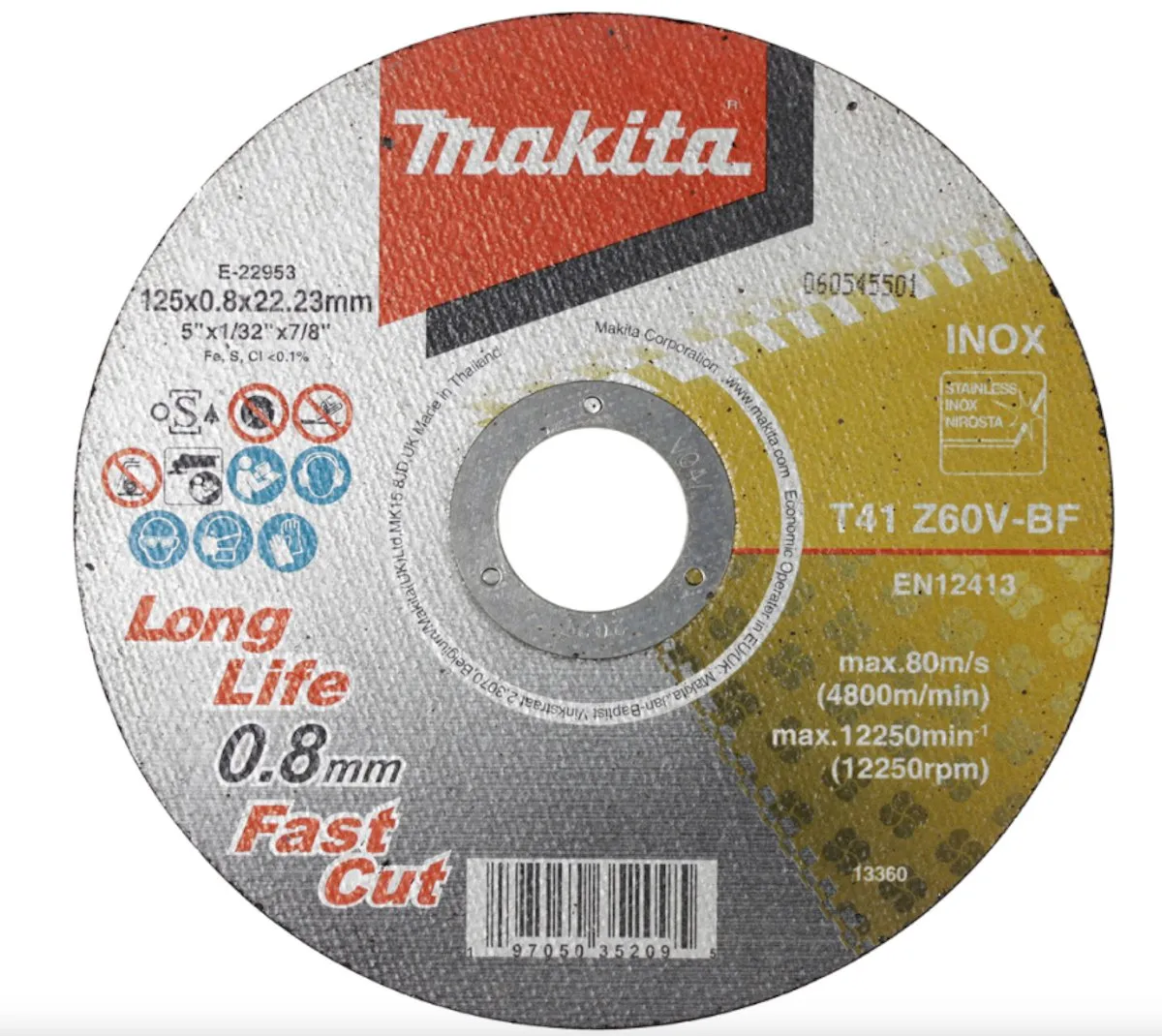 Makita E-22953-12 Doorslijpschijf RVS 125mm - 12 Stuks