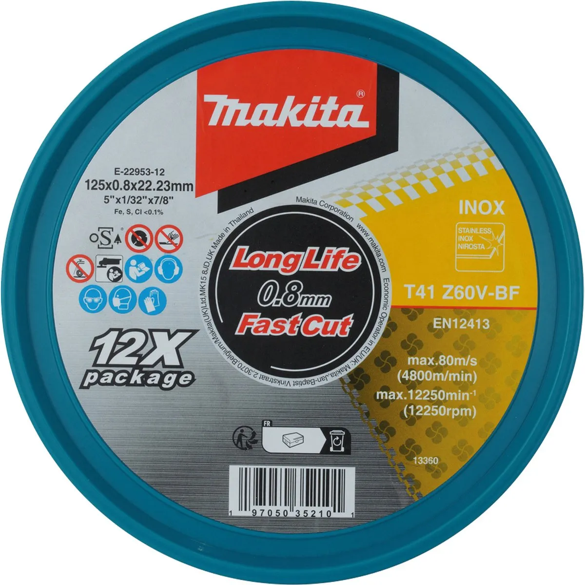 Makita E-22953-12 Doorslijpschijf RVS 125mm