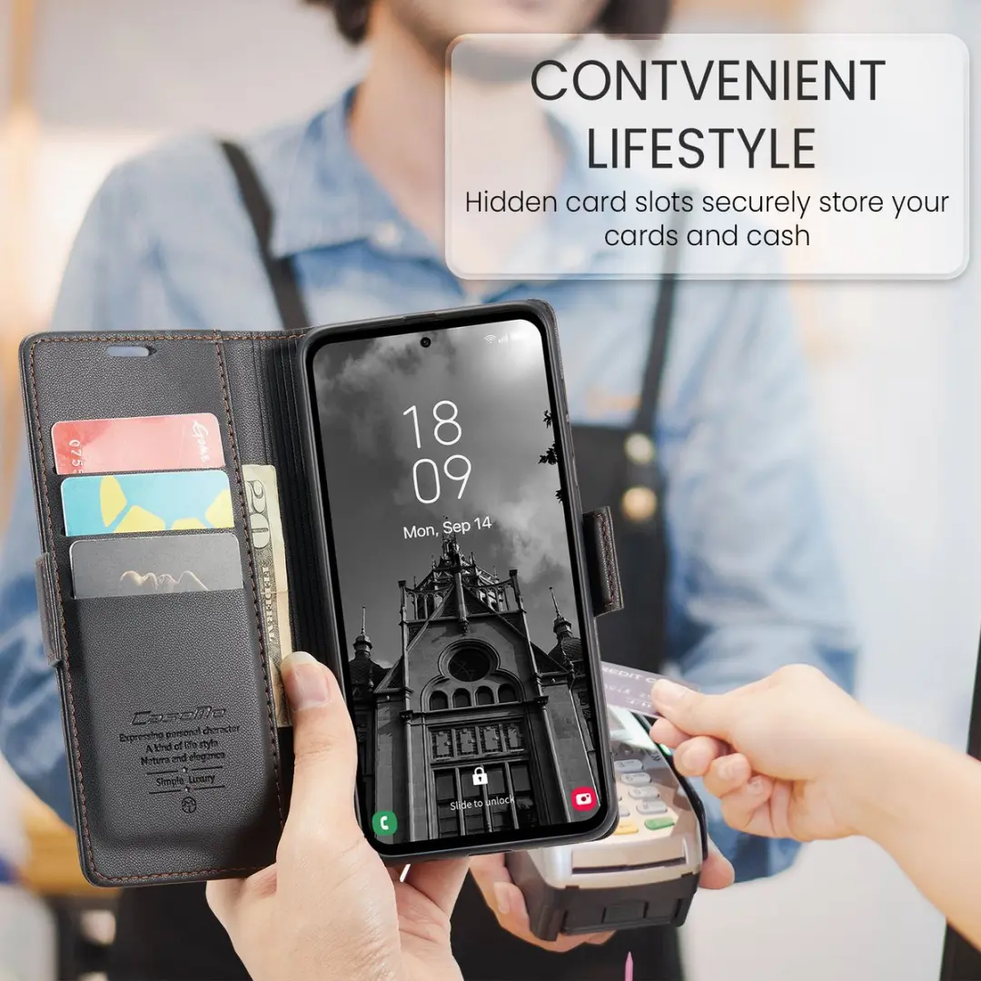 Caseme Wallet Case Samsung Galaxy A55 RFID - Zwart
