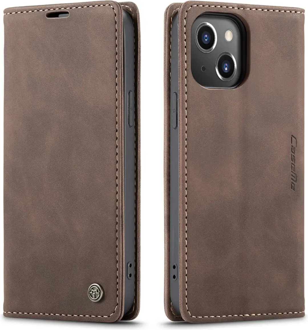 Caseme Luxe Bookcase iPhone 13 - Bruin - 6 Pasjes