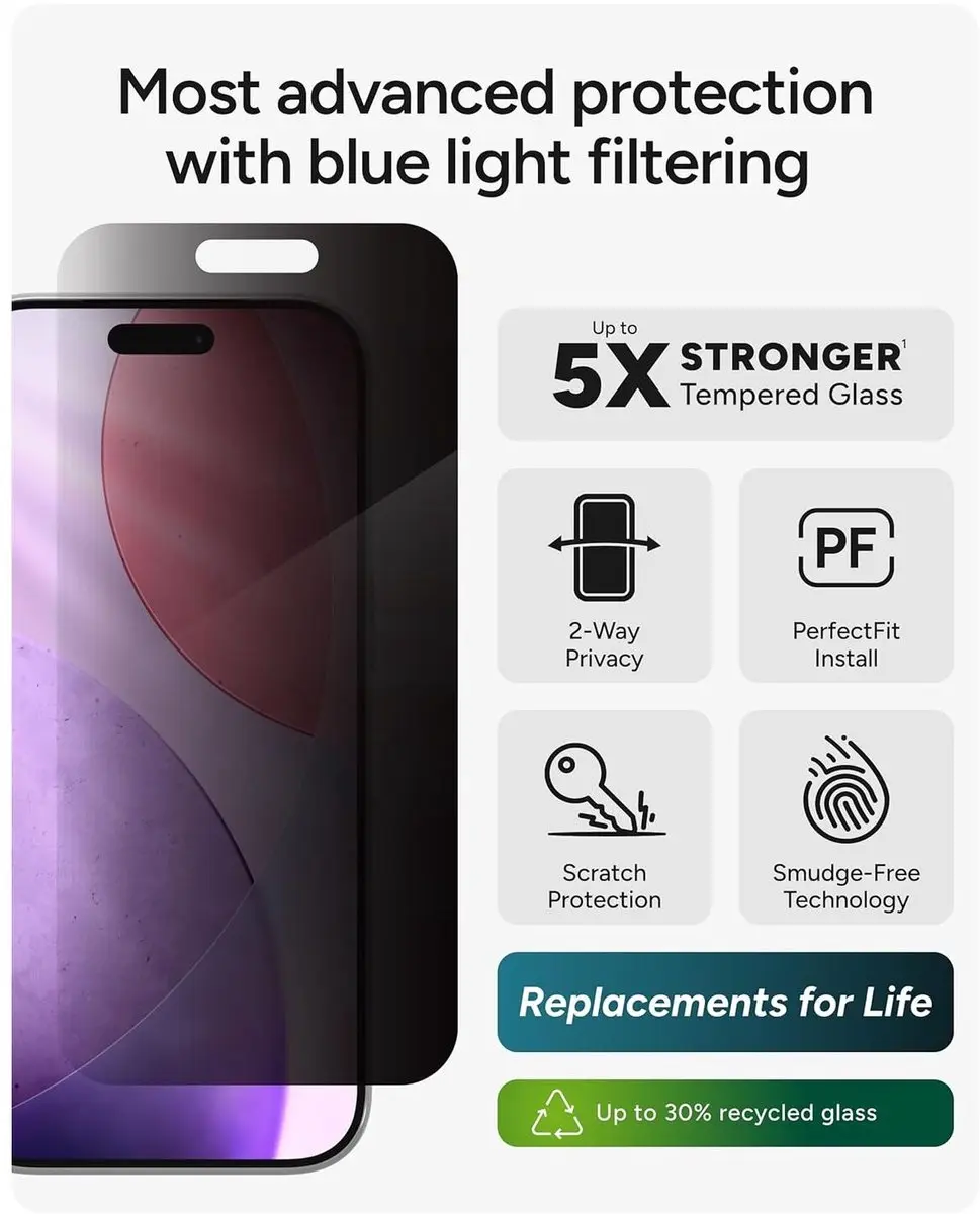 ZAGG InvisibleShield Glass Elite iPhone 17 Pro - Privacy Glas