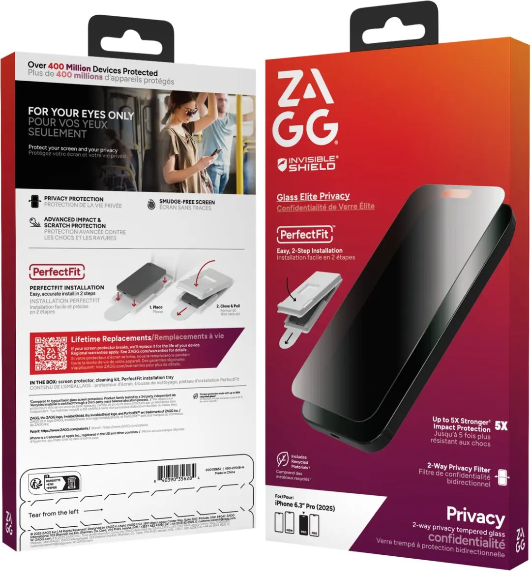 ZAGG InvisibleShield Glass Elite iPhone 17 Pro - Privacy Glas