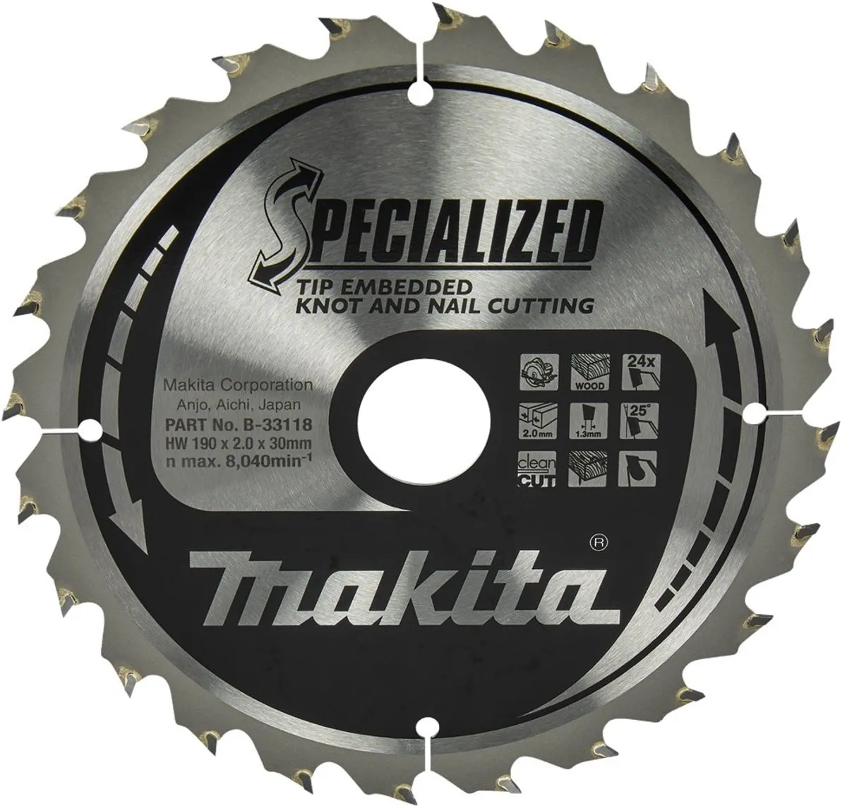 Makita Cirkelzaagblad B-33118 Hout 190mm 24T
