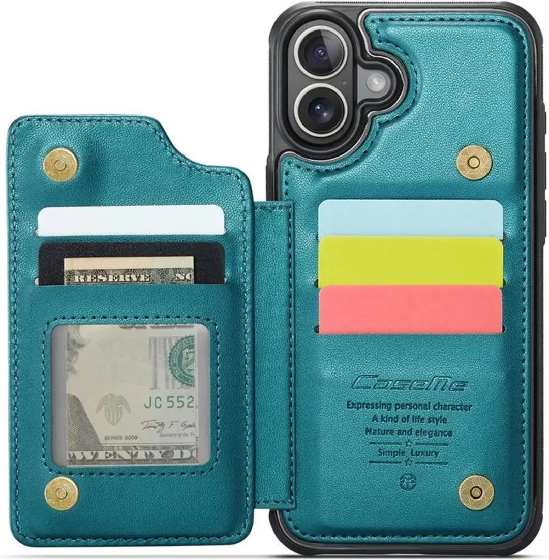 Caseme Portemonnee Backcover iPhone 16 - Anti-RFID Groen - afbeelding 6 van 6