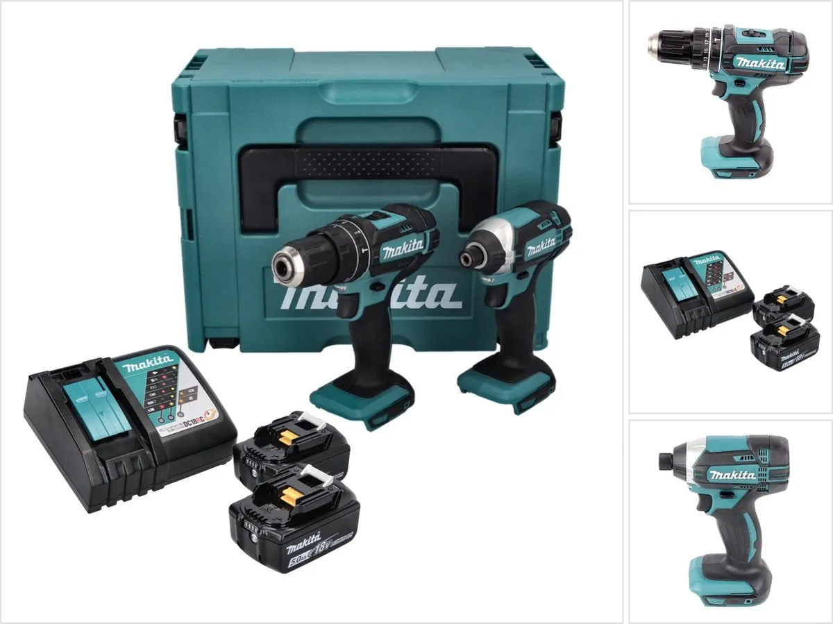 Makita DLX2131TJ Combiset 18V - 2x 5.0Ah Accu - afbeelding 6 van 6