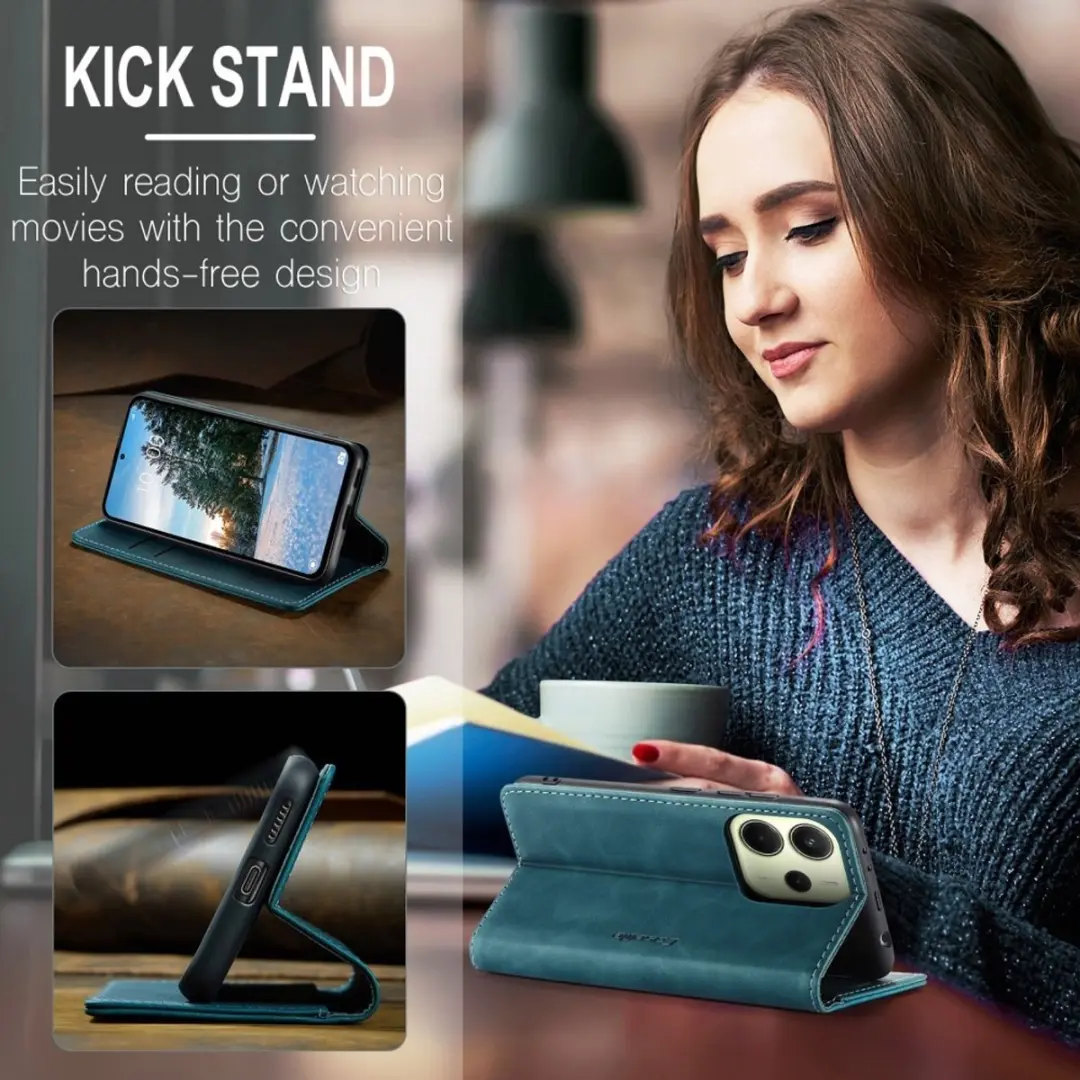 Caseme 013 Book Case Hoesje Xiaomi Redmi Note 14 4G - Blauw