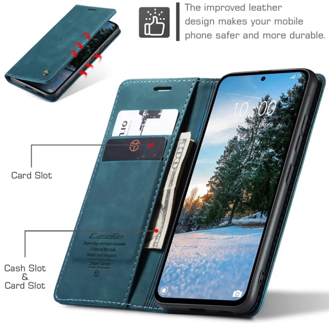 Caseme 013 Book Case Hoesje Xiaomi Redmi Note 14 4G - Blauw