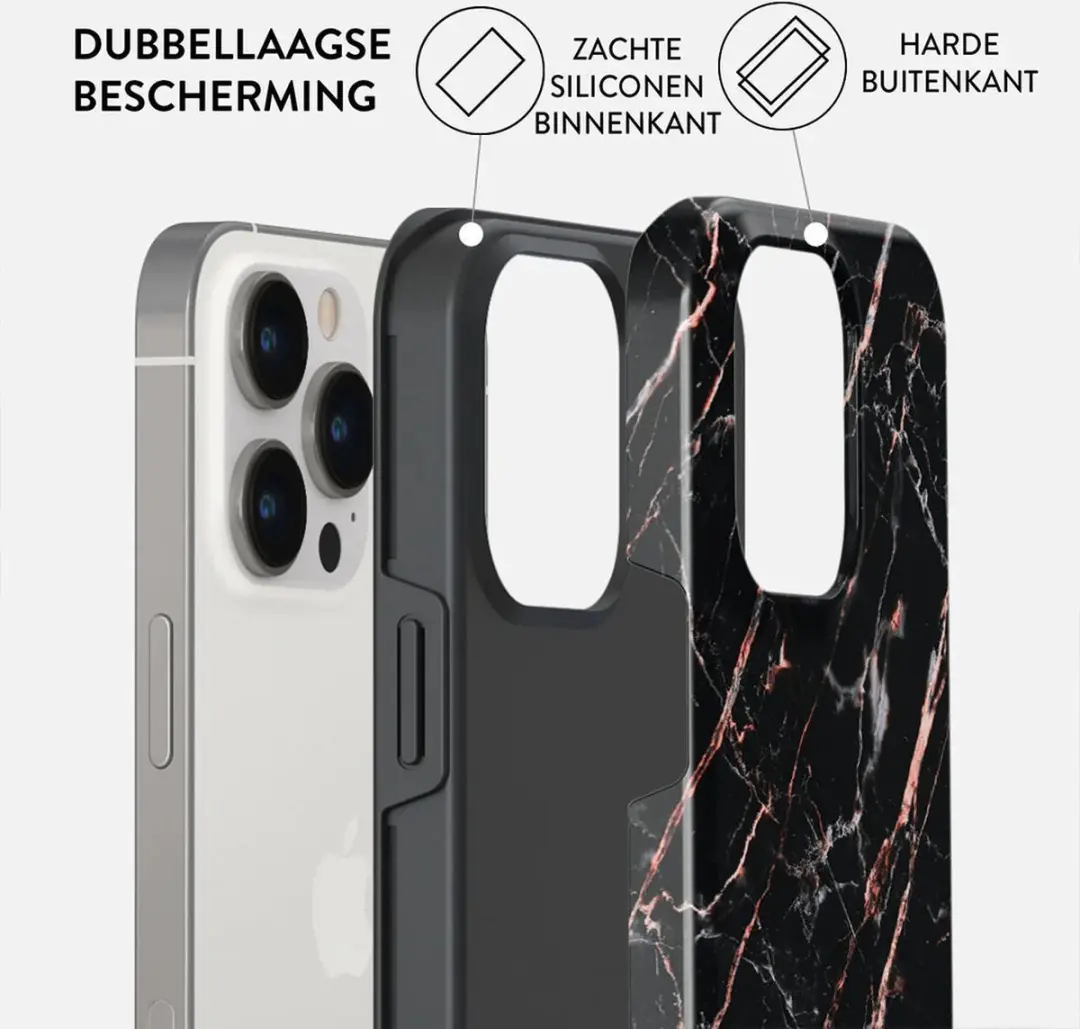 Burga Tough Case iPhone 15 Pro iP15P_TH_MB_30 - Rose/Goud Marble